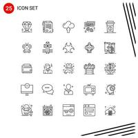 Pack of 25 creative Lines of drink typing cloud programming hands Editable Vector Design Elements