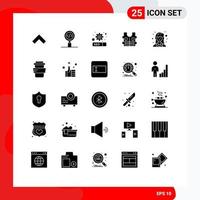 Group of 25 Solid Glyphs Signs and Symbols for scientist mathematician gear academic life Editable Vector Design Elements