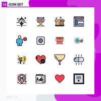 Universal Icon Symbols Group of 16 Modern Flat Color Filled Lines of website internet foldable browser food Editable Creative Vector Design Elements