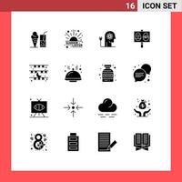 16 Thematic Vector Solid Glyphs and Editable Symbols of moon easter boosting eggs mind Editable Vector Design Elements