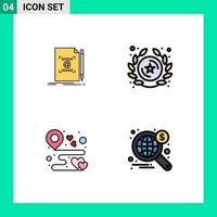 4 Creative Icons Modern Signs and Symbols of note destination mail insignia love Editable Vector Design Elements