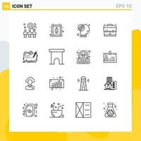 16 Creative Icons Modern Signs and Symbols of map school worker education investment Editable Vector Design Elements