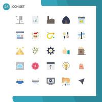 Pack of 25 Modern Flat Colors Signs and Symbols for Web Print Media such as internet museum industrial plant historical building building Editable Vector Design Elements