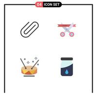 Group of 4 Flat Icons Signs and Symbols for attachment instruments paper modern party Editable Vector Design Elements