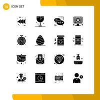 Modern Set of 16 Solid Glyphs and symbols such as discount graphic chat design sms Editable Vector Design Elements