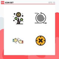 conjunto de 4 iconos de interfaz de usuario modernos símbolos signos para beneficio apretón de manos dinero iteración ok elementos de diseño vectorial editables vector