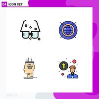 Modern Set of 4 Filledline Flat Colors and symbols such as eyeglasses algorithm sun web conclusion Editable Vector Design Elements