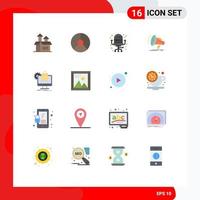 Set of 16 Modern UI Icons Symbols Signs for online voice pie audio speaker Editable Pack of Creative Vector Design Elements