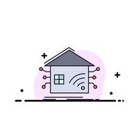 Automation home house smart network Flat Color Icon Vector