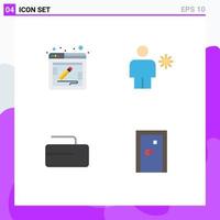 conjunto de 4 paquetes de iconos planos comerciales para elementos de diseño vectorial editables de piedra humana web curling de blog vector