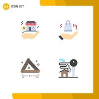 4 Universal Flat Icons Set for Web and Mobile Applications business road dollar shopping bag home Editable Vector Design Elements