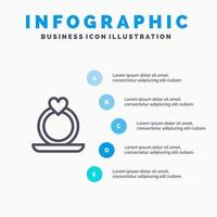 propuesta de corazón de anillo plantilla de infografía azul plantilla de icono de línea de vector de 5 pasos