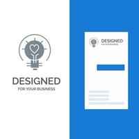 Bulb Valentine Light Light Bulb Tips Grey Logo Design and Business Card Template vector