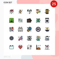 25 User Interface Filled line Flat Color Pack of modern Signs and Symbols of mobile connection mechanical campaign affiliate Editable Vector Design Elements