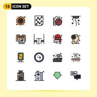 Mobile Interface Flat Color Filled Line Set of 16 Pictograms of creative thanks report corkscrew hobbies Editable Creative Vector Design Elements