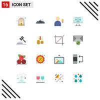 Group of 16 Flat Colors Signs and Symbols for screen computer nature digital law online decoration Editable Pack of Creative Vector Design Elements