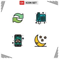 Pictogram Set of 4 Simple Filledline Flat Colors of refresh online repeat telephone taxi Editable Vector Design Elements