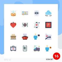 User Interface Pack of 16 Basic Flat Colors of consumption heart monitoring healthcare cloud Editable Pack of Creative Vector Design Elements