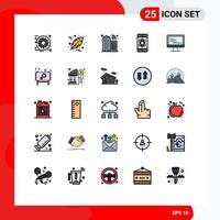 Universal Icon Symbols Group of 25 Modern Filled line Flat Colors of text computer building tech science Editable Vector Design Elements