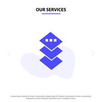 Our Services Design Plane Square Solid Glyph Icon Web card Template vector