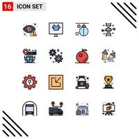 Flat Color Filled Line Pack of 16 Universal Symbols of genetic engineering chromosome ecommerce training boxing Editable Creative Vector Design Elements