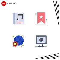 Set of 4 Vector Flat Icons on Grid for album finance book tag money Editable Vector Design Elements