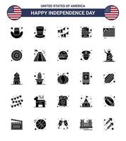 25 Creative USA Icons Modern Independence Signs and 4th July Symbols of flag game buntings slot casino Editable USA Day Vector Design Elements