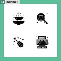 Set of Vector Solid Glyphs on Grid for fountain search tourism bug song Editable Vector Design Elements