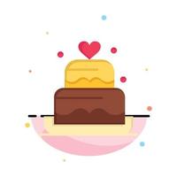 Cake Love Heart Wedding Abstract Flat Color Icon Template vector