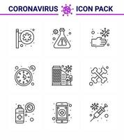 conjunto de iconos de prevención de coronavirus 25 edificio de enfermedad azul temporizador sucio segundos coronavirus viral 2019nov elementos de diseño de vector de enfermedad