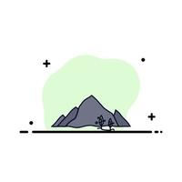 mountain landscape hill nature tree Flat Color Icon Vector