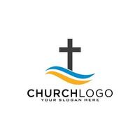 Church logo. Christian symbols. The Cross of Jesus, the fire of the Holy Spirit and the dove. vector