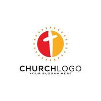 Church logo. Christian symbols. The Cross of Jesus, the fire of the Holy Spirit and the dove. vector