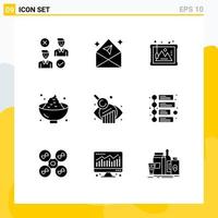 Pictogram Set of 9 Simple Solid Glyphs of potato holiday open food history Editable Vector Design Elements