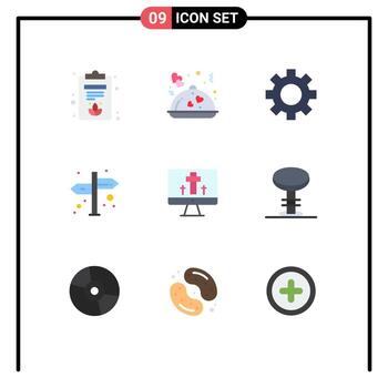 Editable Vector Line Pack of 9 Simple Flat Colors of bar easter settings screen sign Editable Vector Design Elements