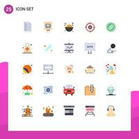 Modern Set of 25 Flat Colors and symbols such as target cyber public crime breakfast Editable Vector Design Elements