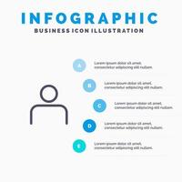 el perfil de personas de instagram establece un icono de línea de usuario con un fondo de infografía de presentación de 5 pasos vector