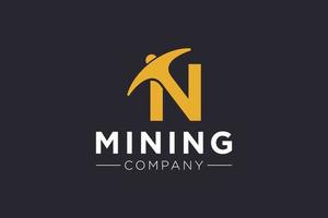 Letter N Mining logo icon design template vector illustration