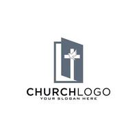 Church logo. Christian symbols. The Cross of Jesus, the fire of the Holy Spirit and the dove. vector