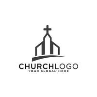 Church logo. Christian symbols. The Cross of Jesus, the fire of the Holy Spirit and the dove. vector