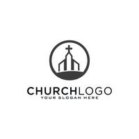 Church logo. Christian symbols. The Cross of Jesus, the fire of the Holy Spirit and the dove. vector