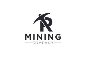 Ilustración de vector de plantilla de diseño de icono de logotipo de minería de letra r