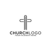 Church logo. Christian symbols. The Cross of Jesus, the fire of the Holy Spirit and the dove. vector