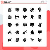 25 Thematic Vector Solid Glyphs and Editable Symbols of solution innovation army idea designing Editable Vector Design Elements