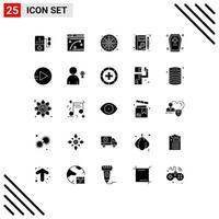 25 Thematic Vector Solid Glyphs and Editable Symbols of dreadful casket wheel learning profile Editable Vector Design Elements