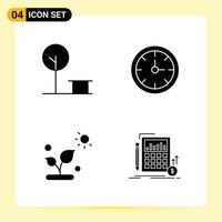 4 Creative Icons for Modern website design and responsive mobile apps 4 Glyph Symbols Signs on White Background 4 Icon Pack Creative Black Icon vector background