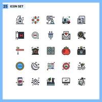 Modern Set of 25 Filled line Flat Colors Pictograph of list data chat checklist hospital Editable Vector Design Elements