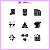 Group of 9 Solid Glyphs Signs and Symbols for eye dangling earrings storage custom earrings house Editable Vector Design Elements