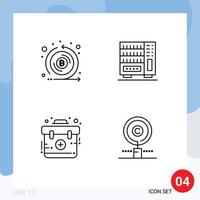 Set of 4 Modern UI Icons Symbols Signs for coin aid emission interior first Editable Vector Design Elements