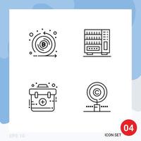 Set of 4 Modern UI Icons Symbols Signs for coin aid emission interior first Editable Vector Design Elements